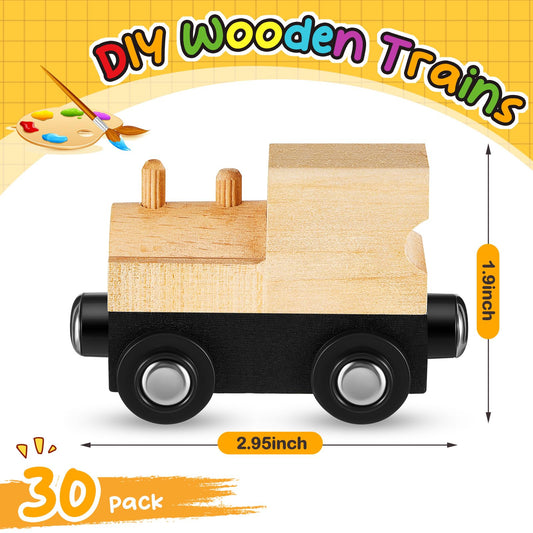 Halloscume wooden train cars unpainted ready for creative decoration
