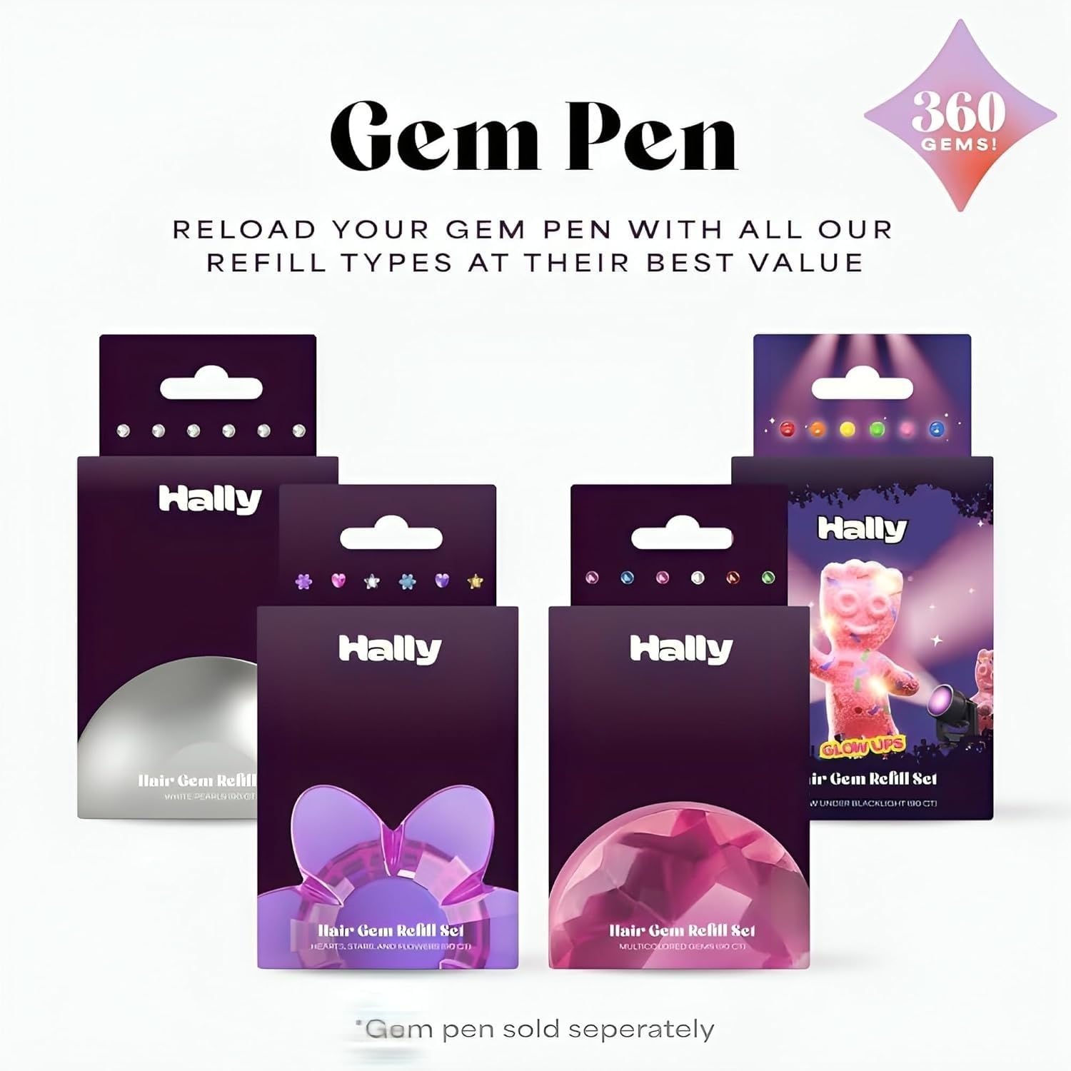 Hally Hair shapes assortment for playful hearts, stars, flowers, and pearls.