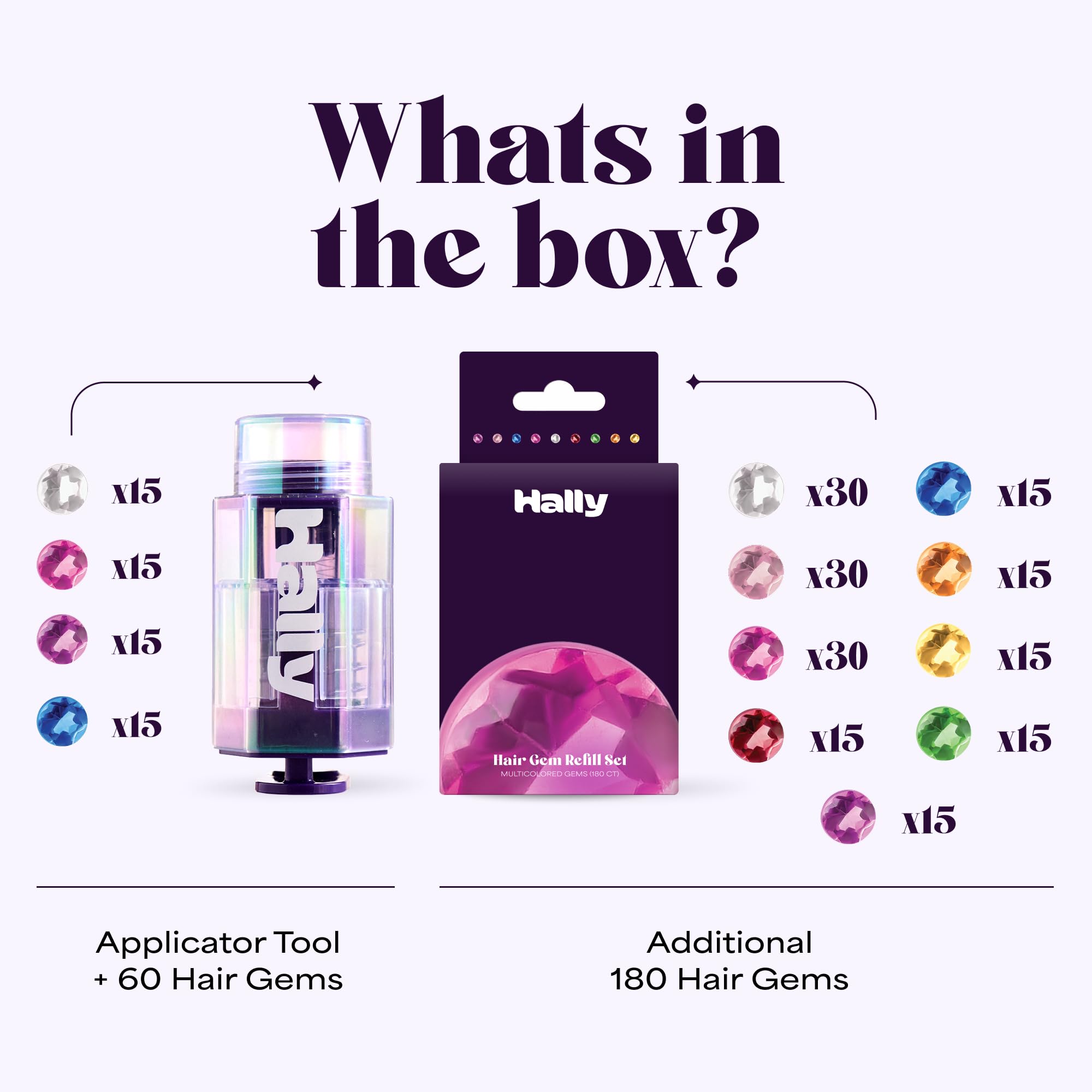 Hally Hair Gem Pen gems-stack: swap colors in seconds for versatile looks