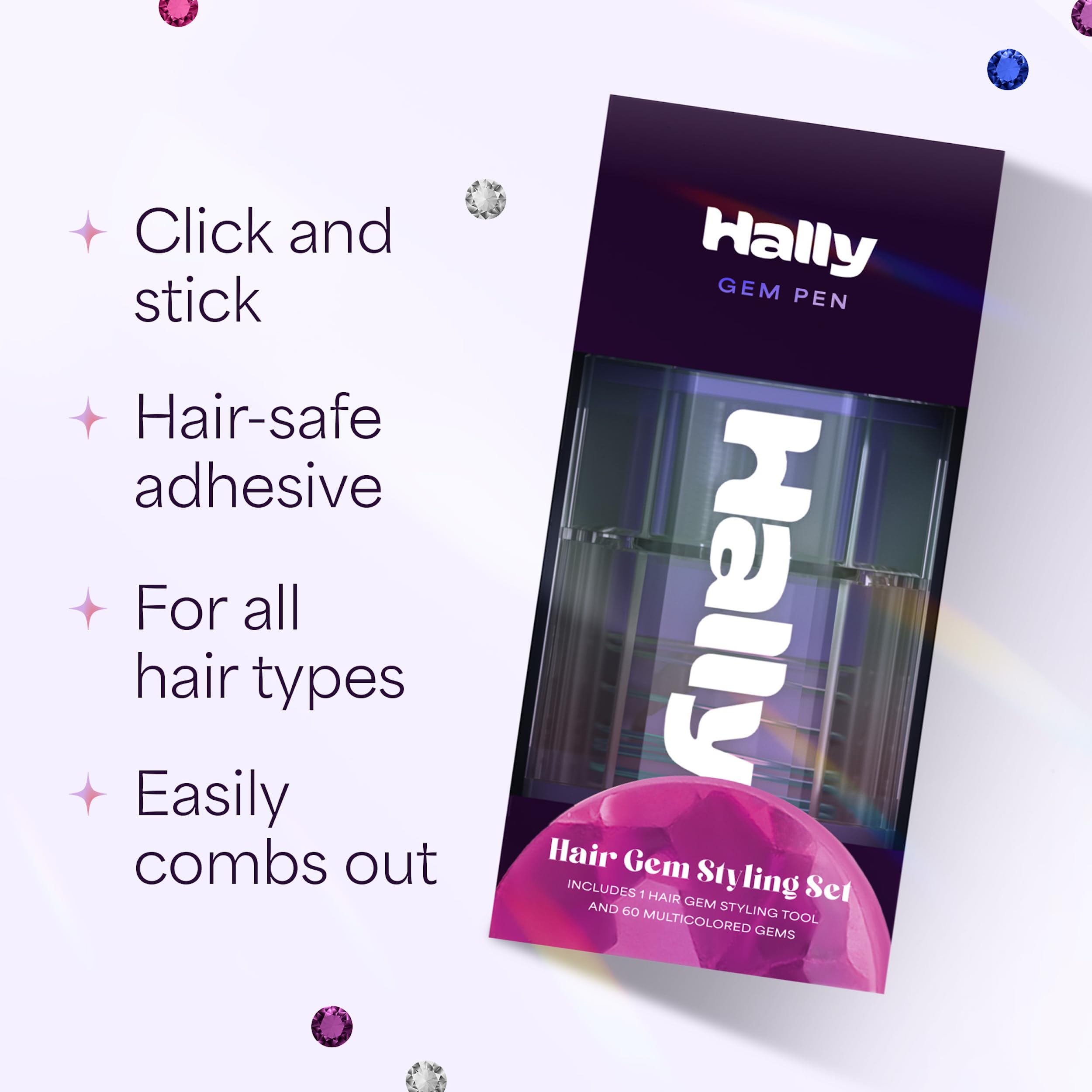 Hally Hair Gem Pen refill: quick gem-stack swap keeps styling uninterrupted