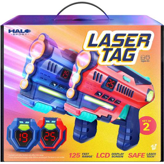 Halo Sport laser tag set 2 main image shows quick setup for indoor and outdoor battles.