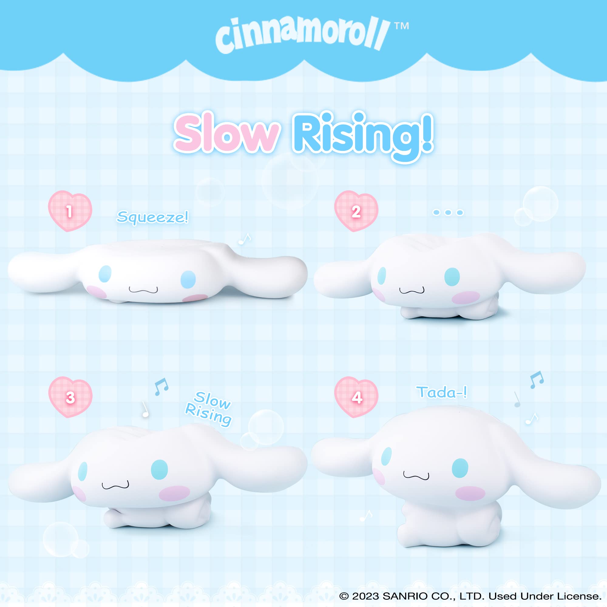 Hamee Cinnamoroll jumbo squishy closeup with cotton candy scent for sensory appeal.
