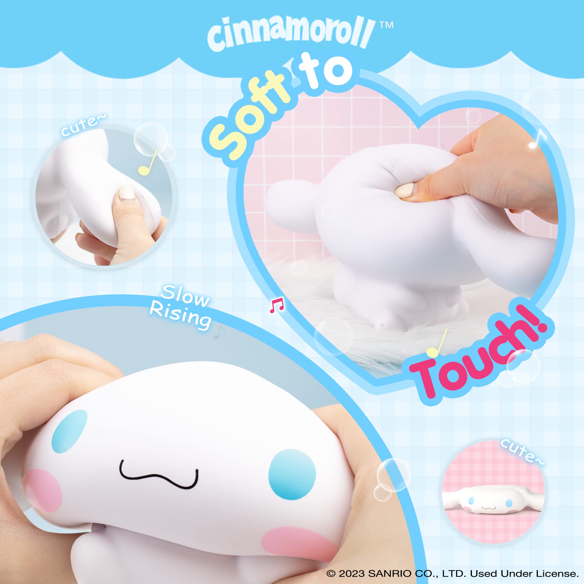 Hamee Cinnamoroll jumbo squishy size comparison with a regular toy.