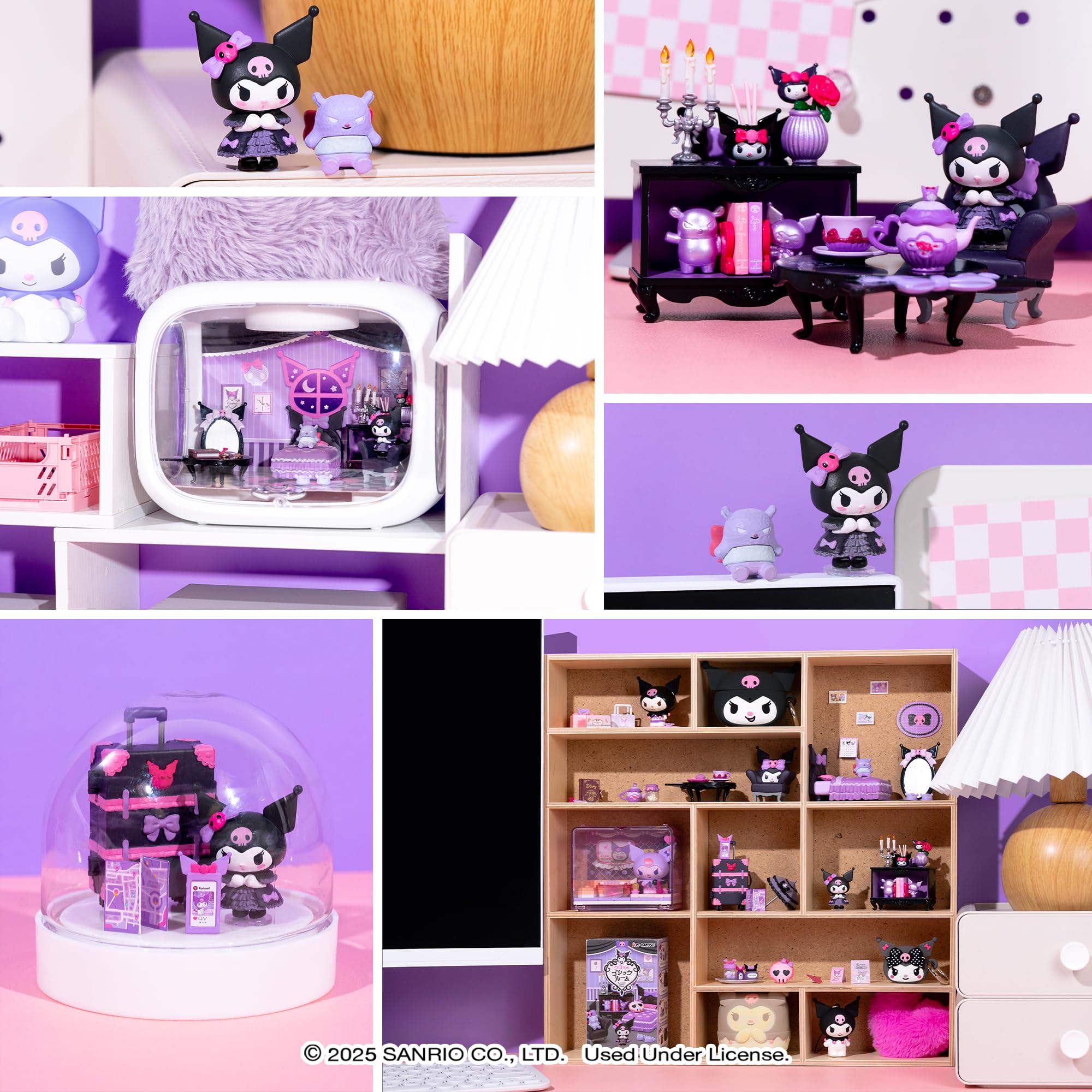 Hamee Re-Ment Kuromi cosmetics mini figures for colorful desk décor.