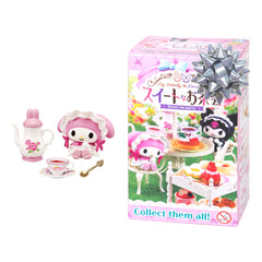 Hamee Re-Ment Hello Kitty My Melody tea party figure for charming desk display.