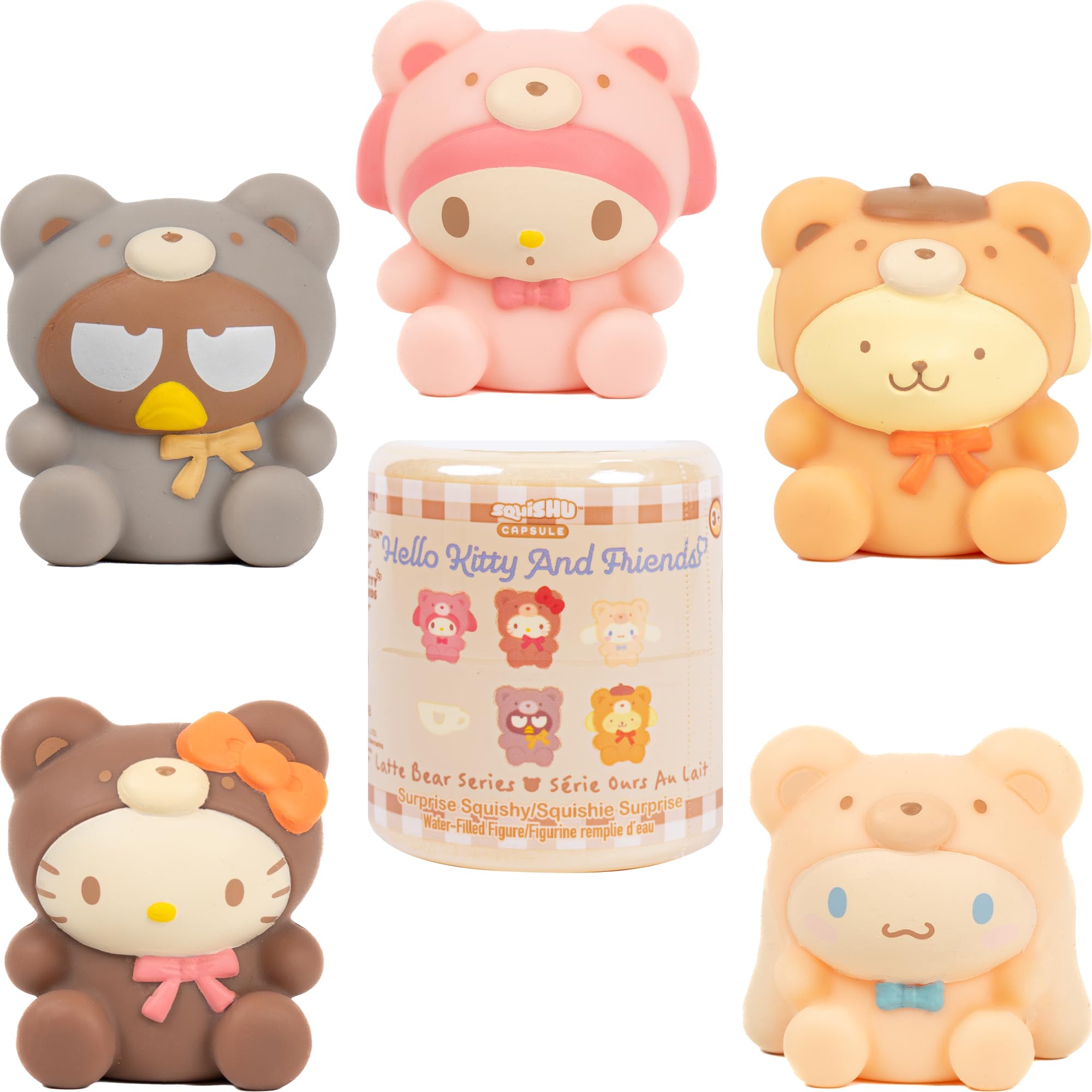 Hamee Hello Kitty Latte Bear SquiSHU capsule opens to reveal a cute surprise