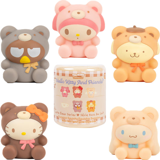 Hamee Hello Kitty Latte Bear SquiSHU capsule opens to reveal a cute surprise