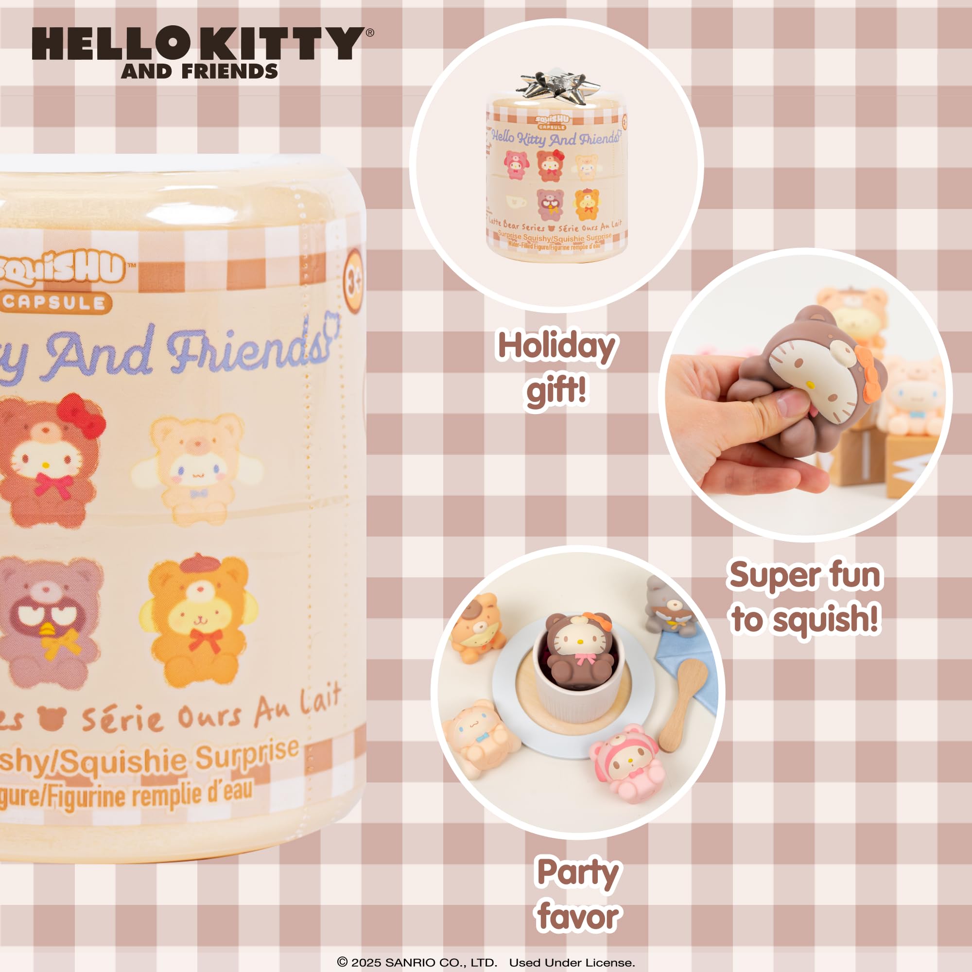 Hamee Hello Kitty Latte Bear SquiSHU squishy texture provides satisfying tactile fun