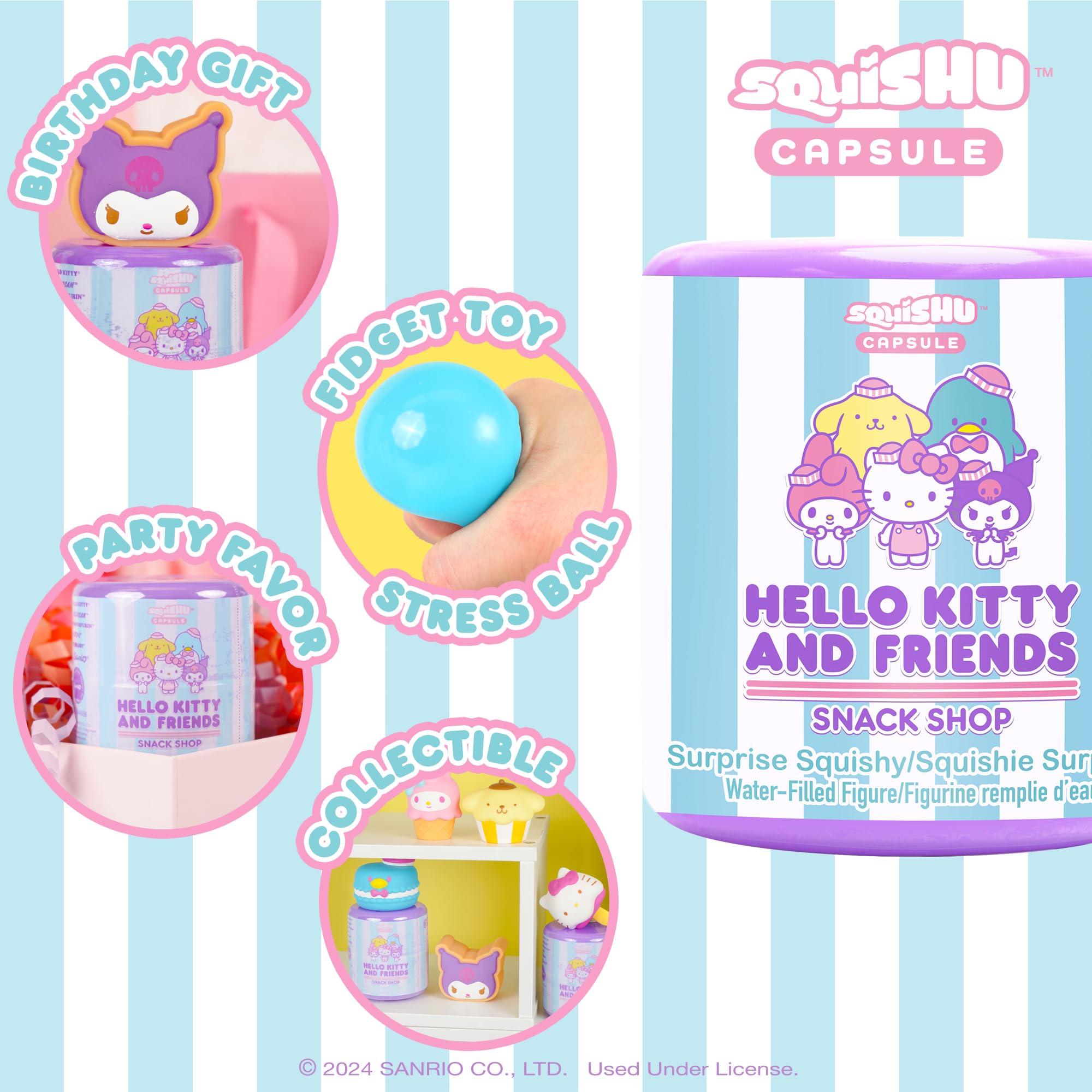 Hamee Sanrio Kuromi squishu capsule in a mystery box for kids imagination