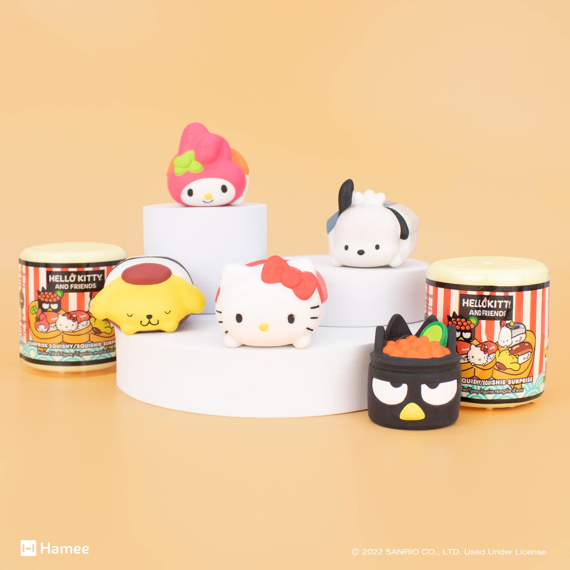Pochacco sushi squishy capsule by Hamee, tactile and squeezable.