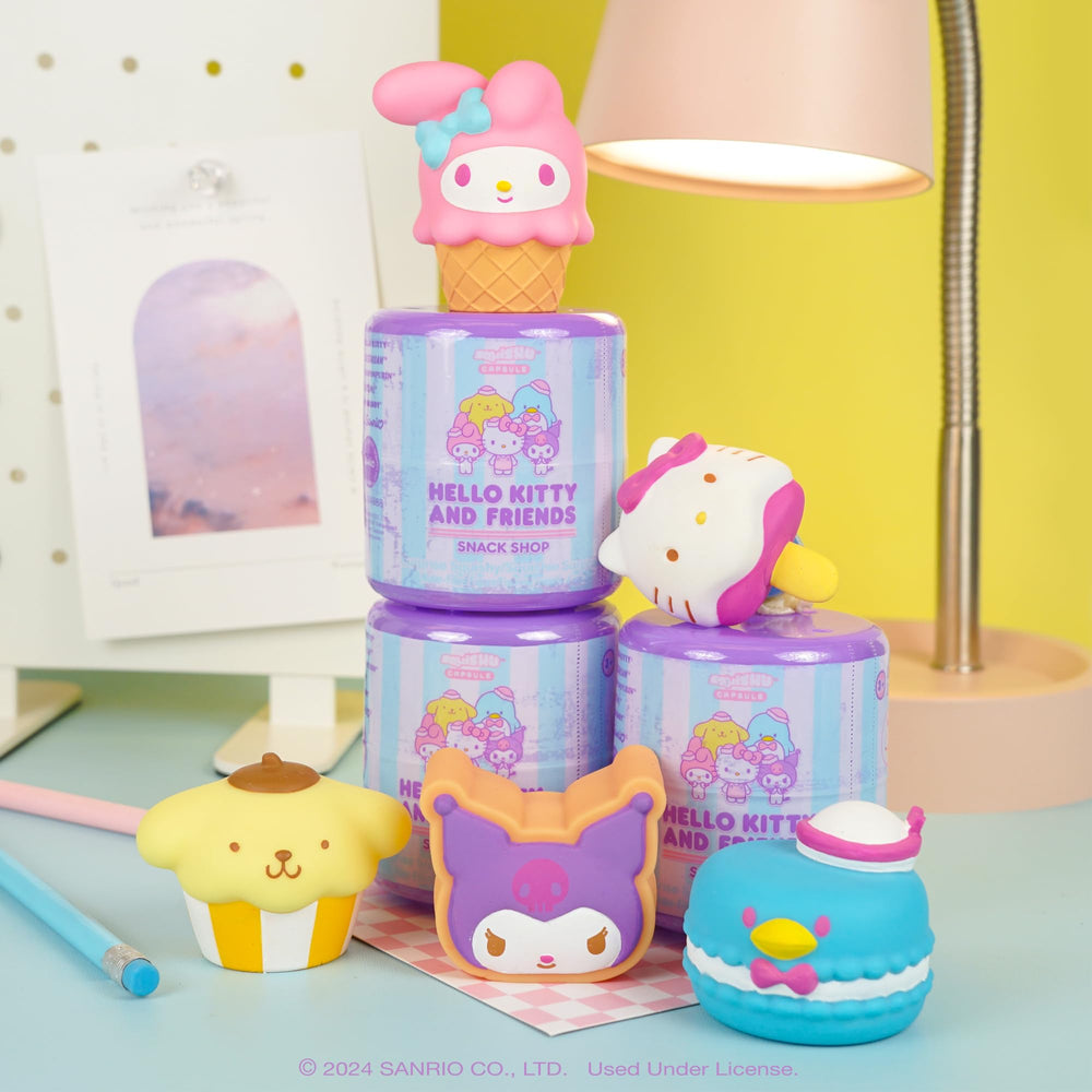 Hamee Sanrio Tuxedosam squishu cake design as a soft desk companion