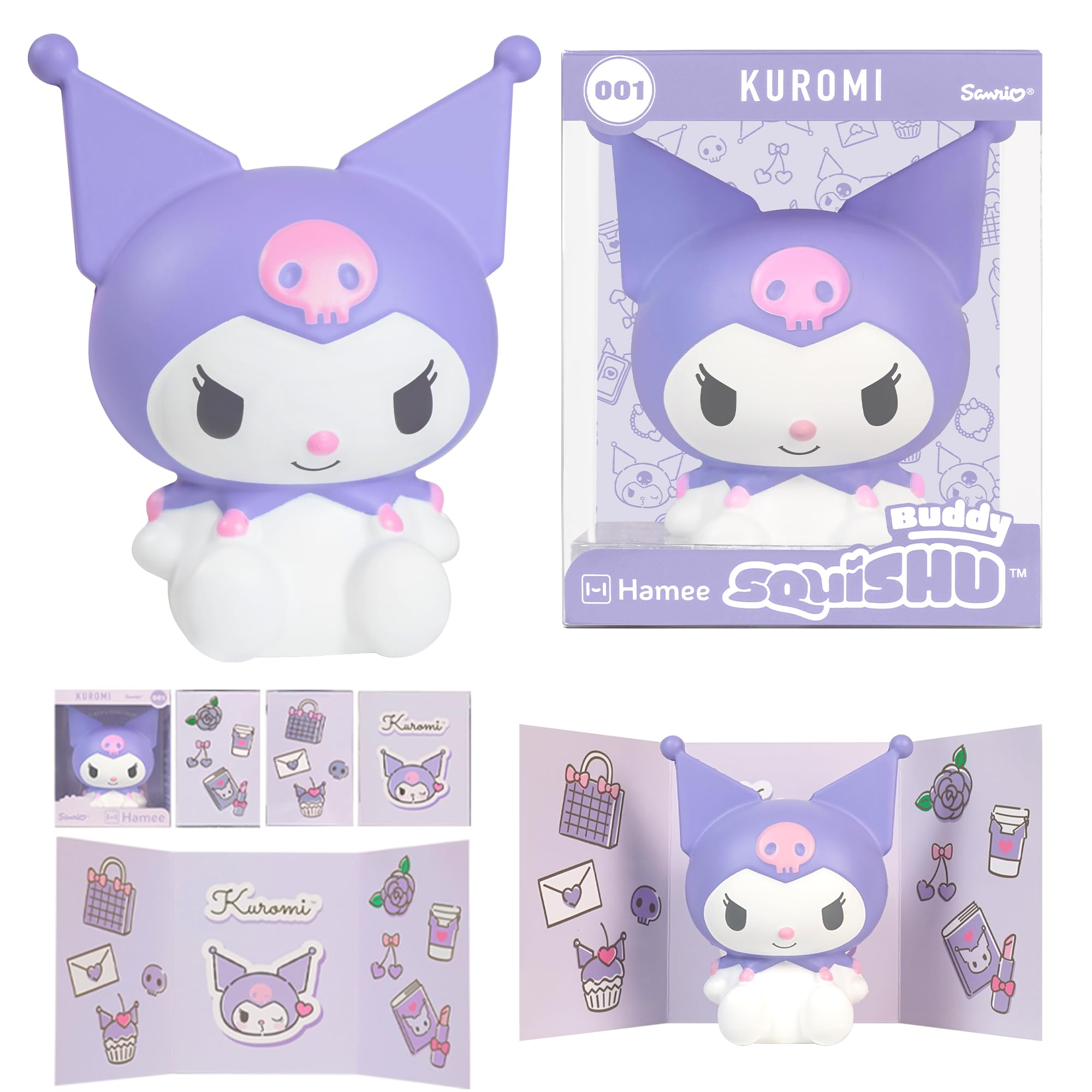Hamee SquiSHU Buddy Kuromi display box shows collectible display option