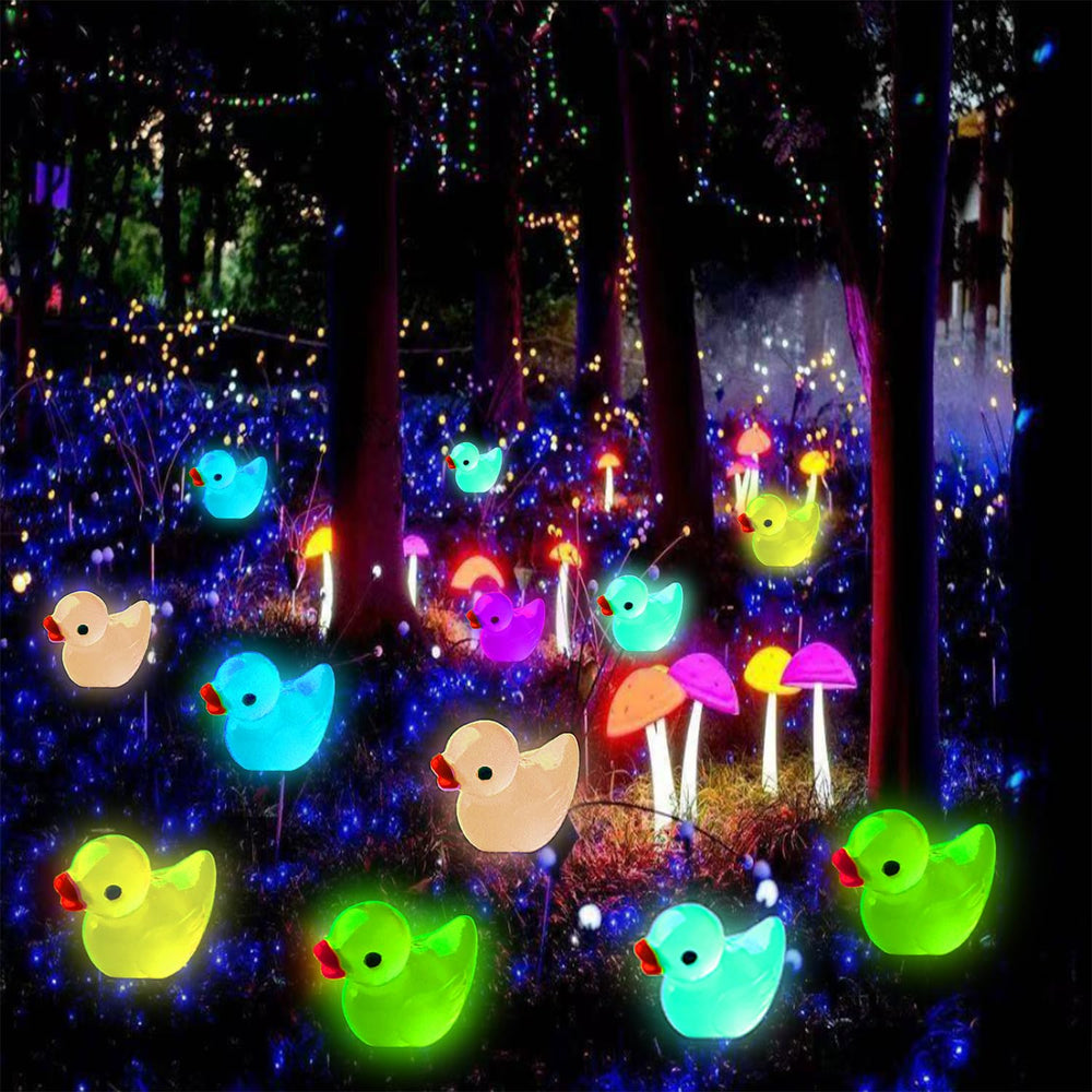 HAMIYELL miniature garden ducks 03 showcasing eco resin texture and glow.
