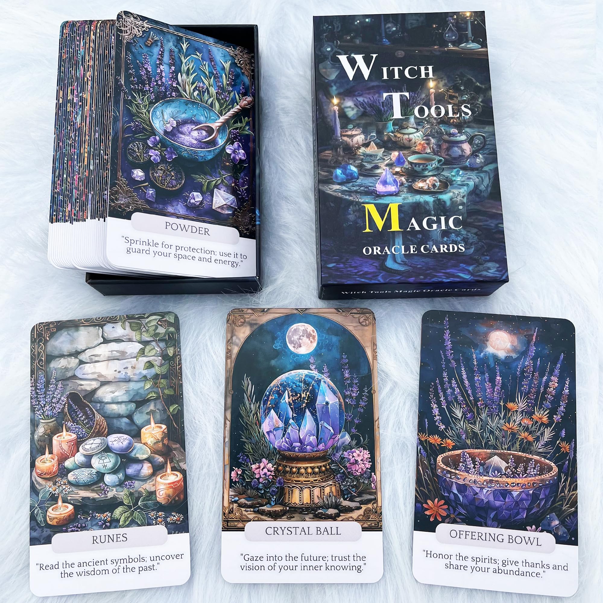 Han Yu Bowen Witch Tools Oracle Card herb-crystal emphasizes natural energy and focus.