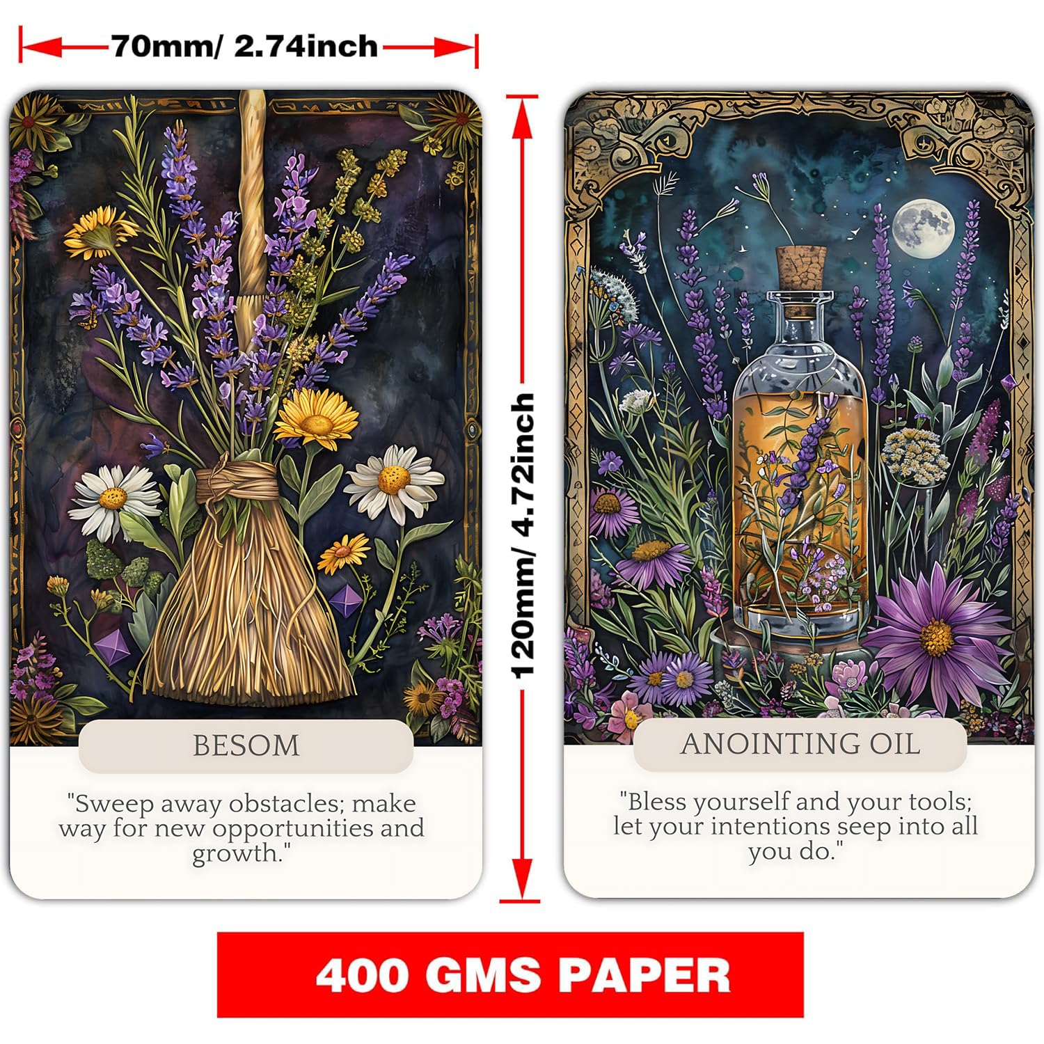 Han Yu Bowen Witch Tools Oracle 54-card deck with sacred symbols for mindful practice.