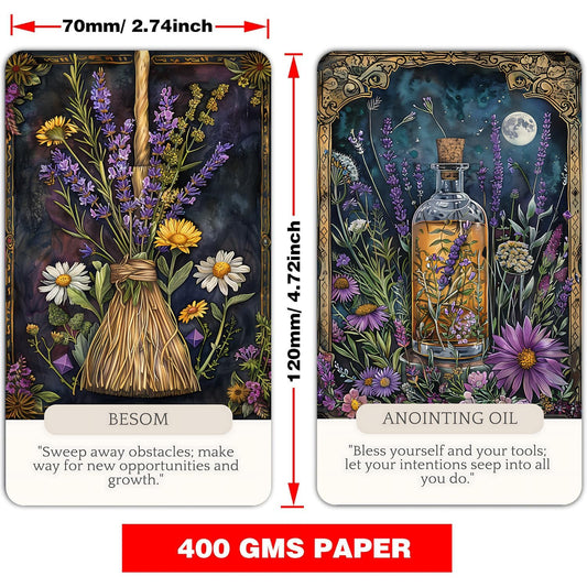 Han Yu Bowen Witch Tools Oracle 54-card deck with sacred symbols for mindful practice.