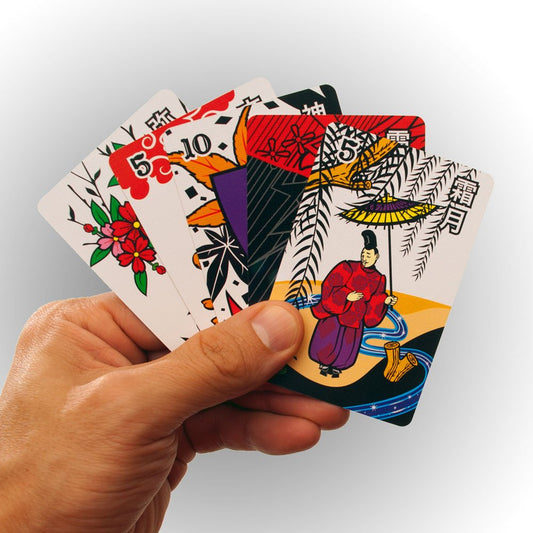 Hanafuda Hawaii Style XL cards close-up showing rich colors and durable finish.