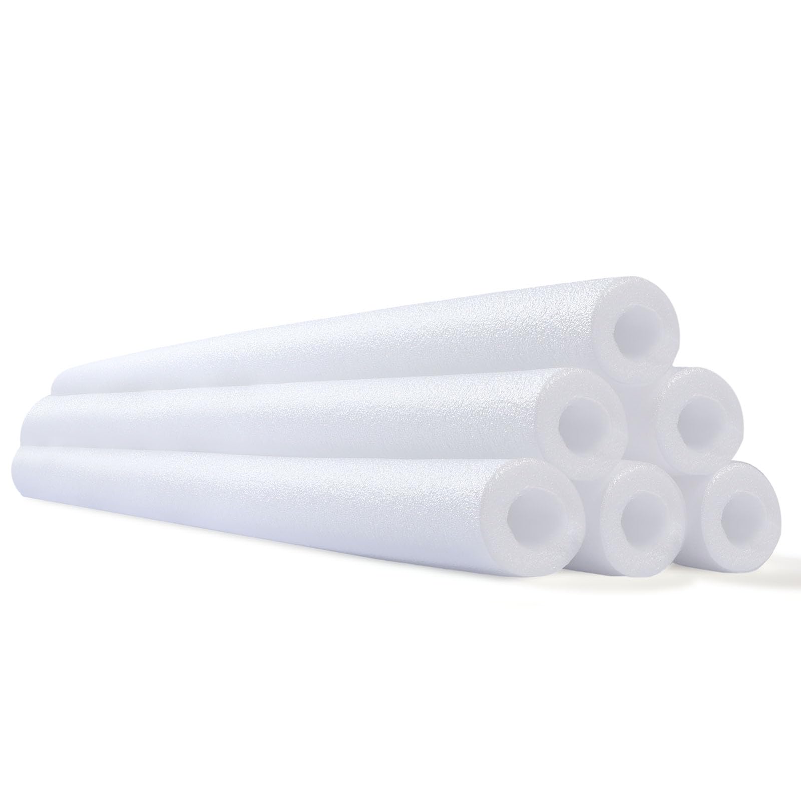 Hanaive 6-pack pool noodles 52-inch white provide buoyant flotation for pool fun.