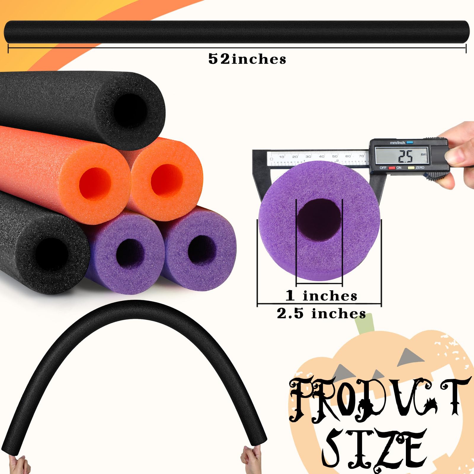 Hanaive 6-pack pool noodles in orange with high visibility for pool activities.