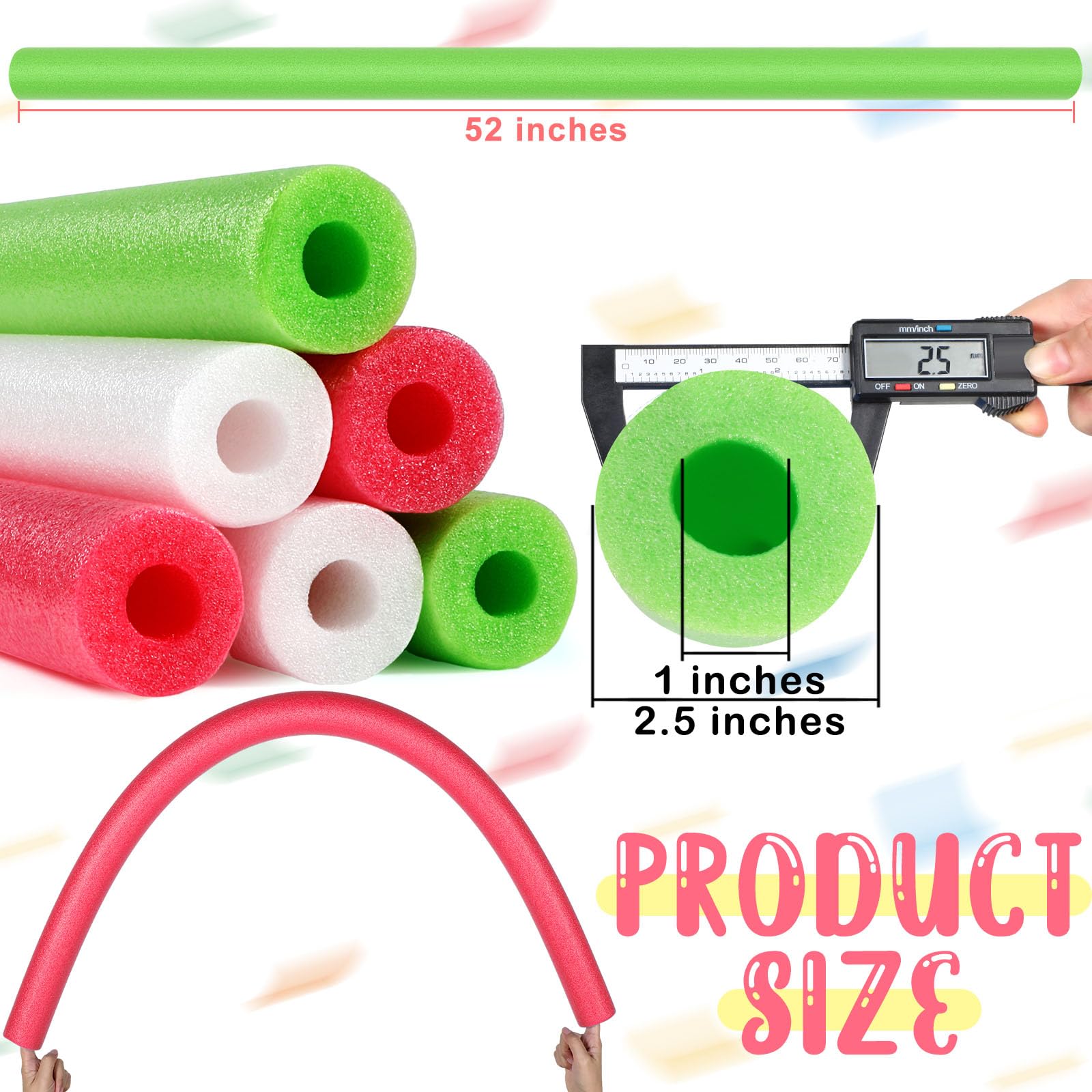 Hanaive 6-pack green pool noodles for high visibility and water activities