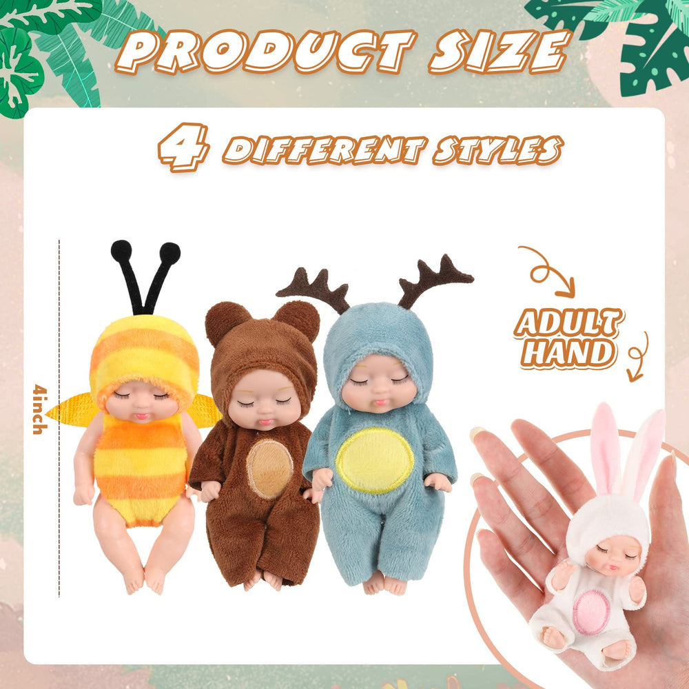 Hanaive mini baby doll in rabbit outfit supports storytelling and creative pretend play