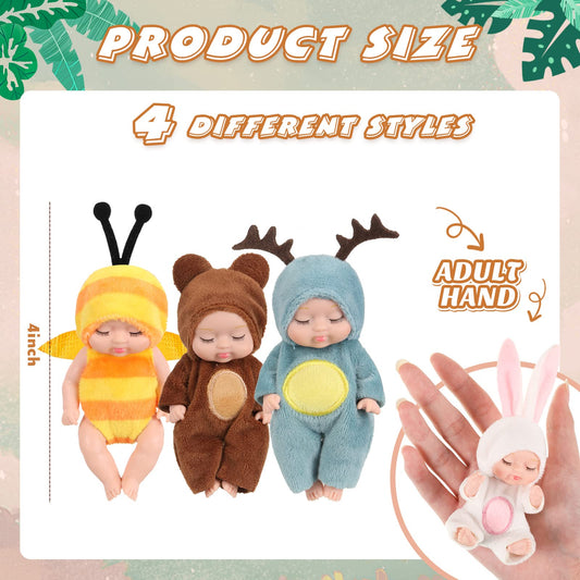 Hanaive mini baby doll in rabbit outfit supports storytelling and creative pretend play