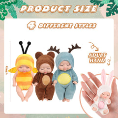 Hanaive mini baby doll in rabbit outfit supports storytelling and creative pretend play