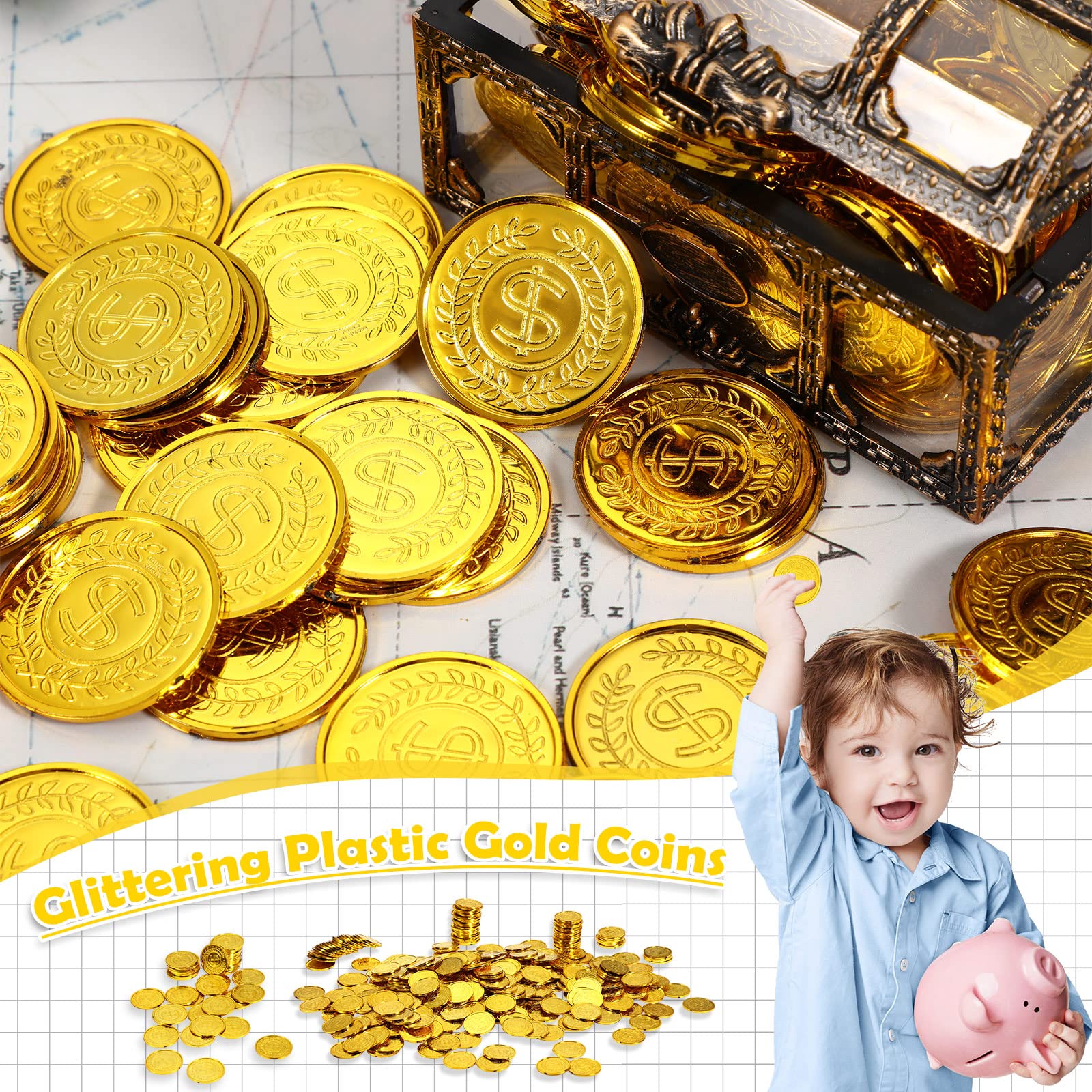 Hanaive decorative gold coins surface shot for displays and tables