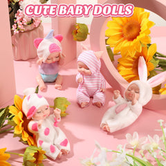 Hanaive mini baby dolls with cow-print outfit add colorful interactive play