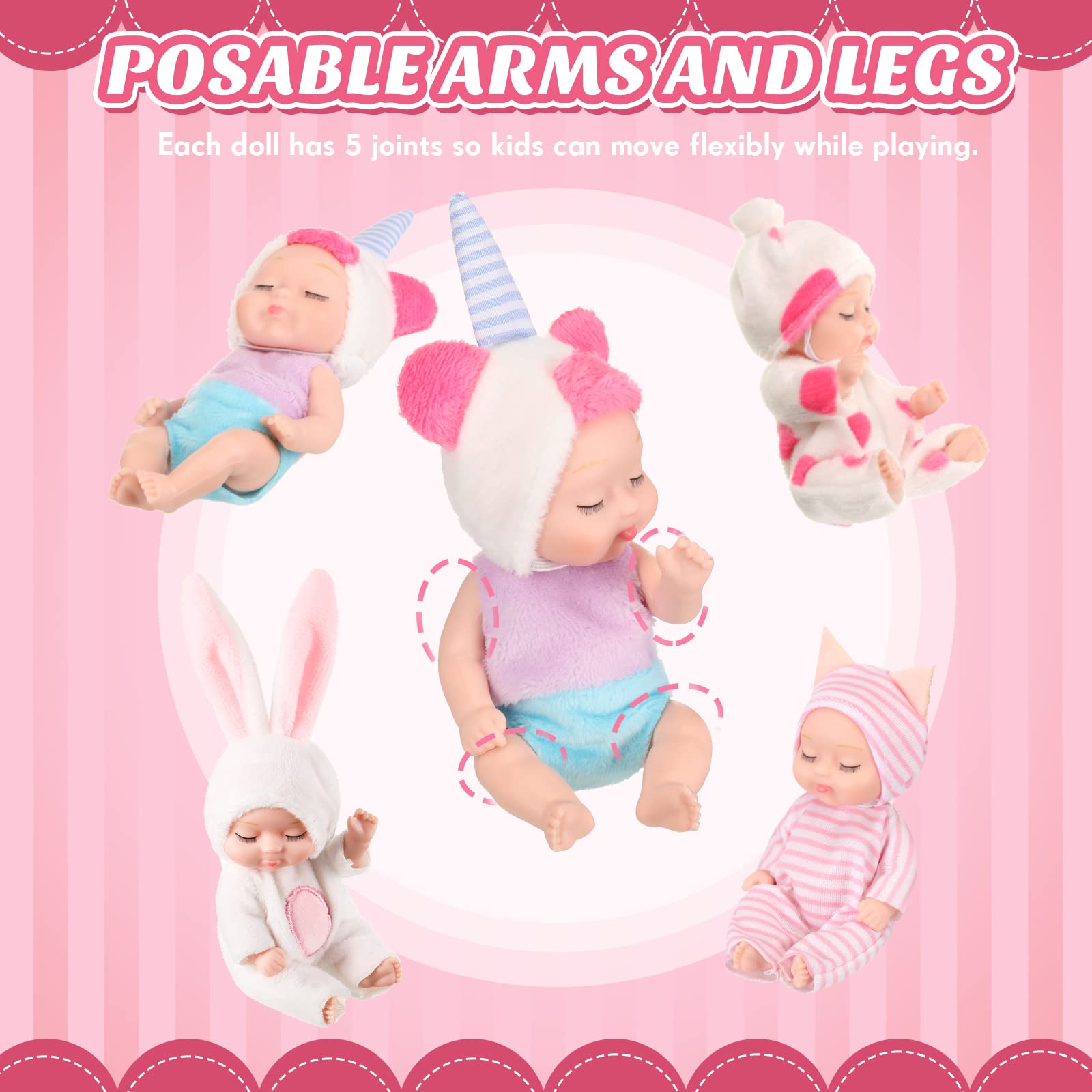 Hanaive mini baby dolls with movable joints for poseable play