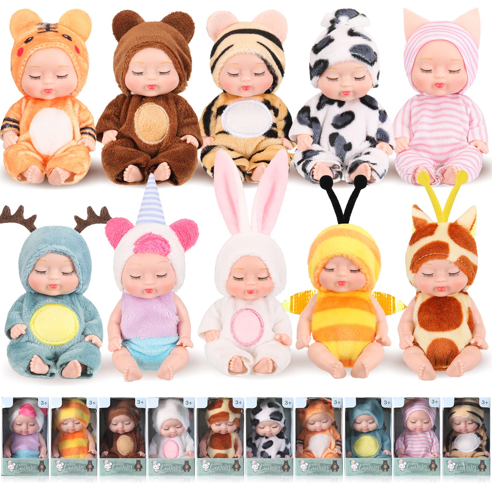 Hanaive mini baby doll with bee outfit supports imaginative play and fine motor skills.