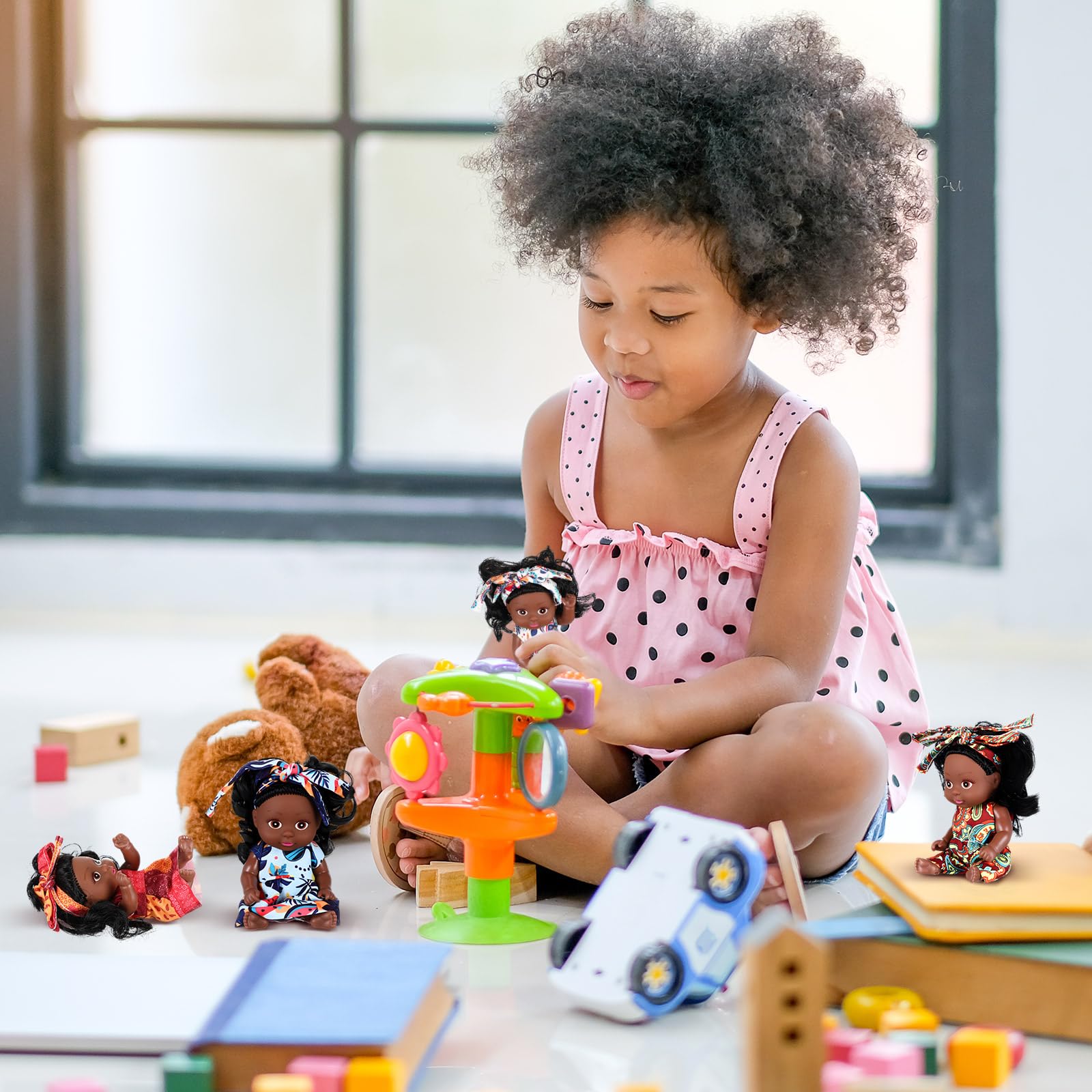 Hanaive mini dolls in four African-inspired outfits celebrate diverse play styles.