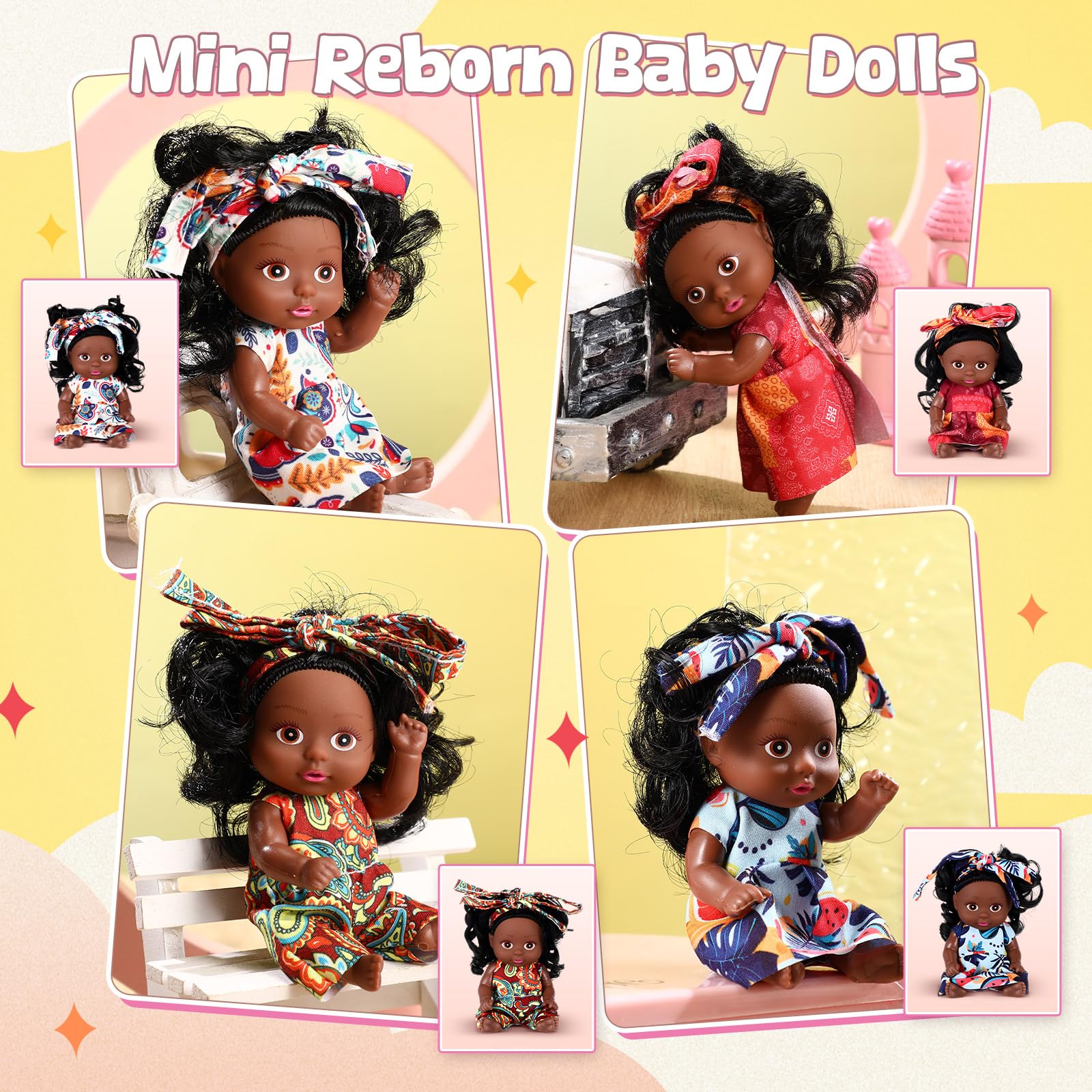 Hanaive packaging reveals four 4-inch dolls ready for gifting.