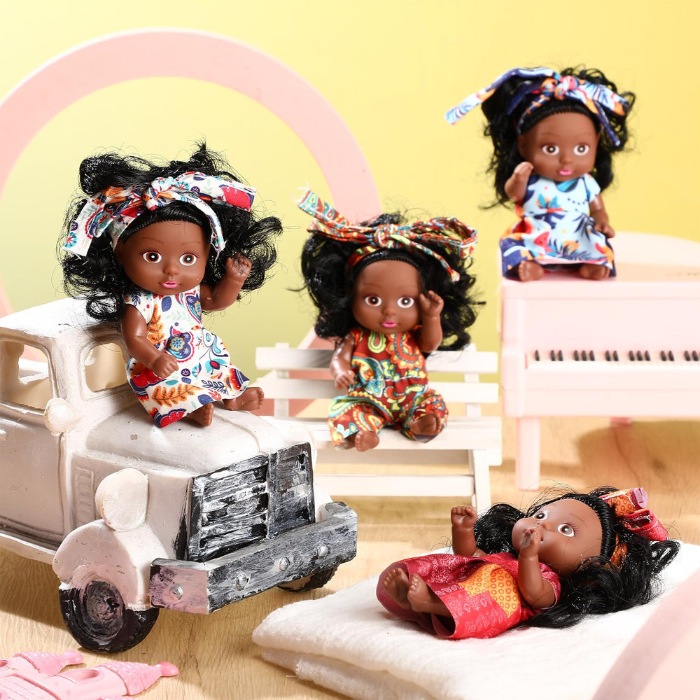 Washable PVC clothes on Hanaive mini dolls simplify cleanup after play.