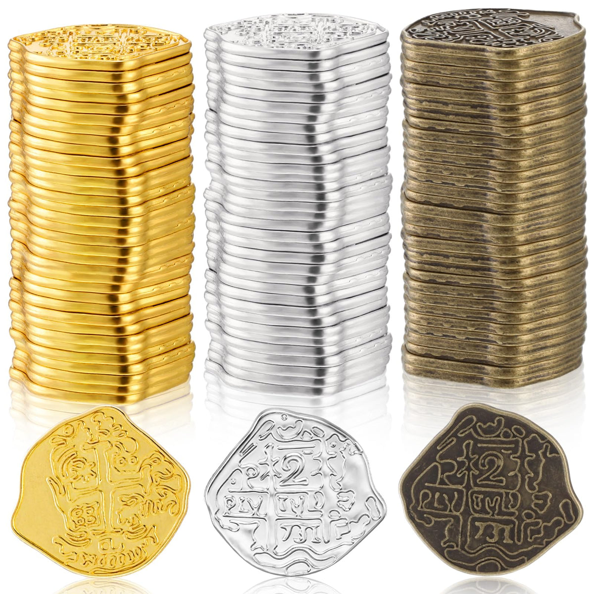 Hanaive pirate coins gold set with vintage shine for festive pirate decor