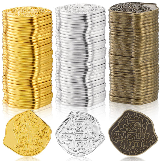 Hanaive pirate coins gold set with vintage shine for festive pirate decor