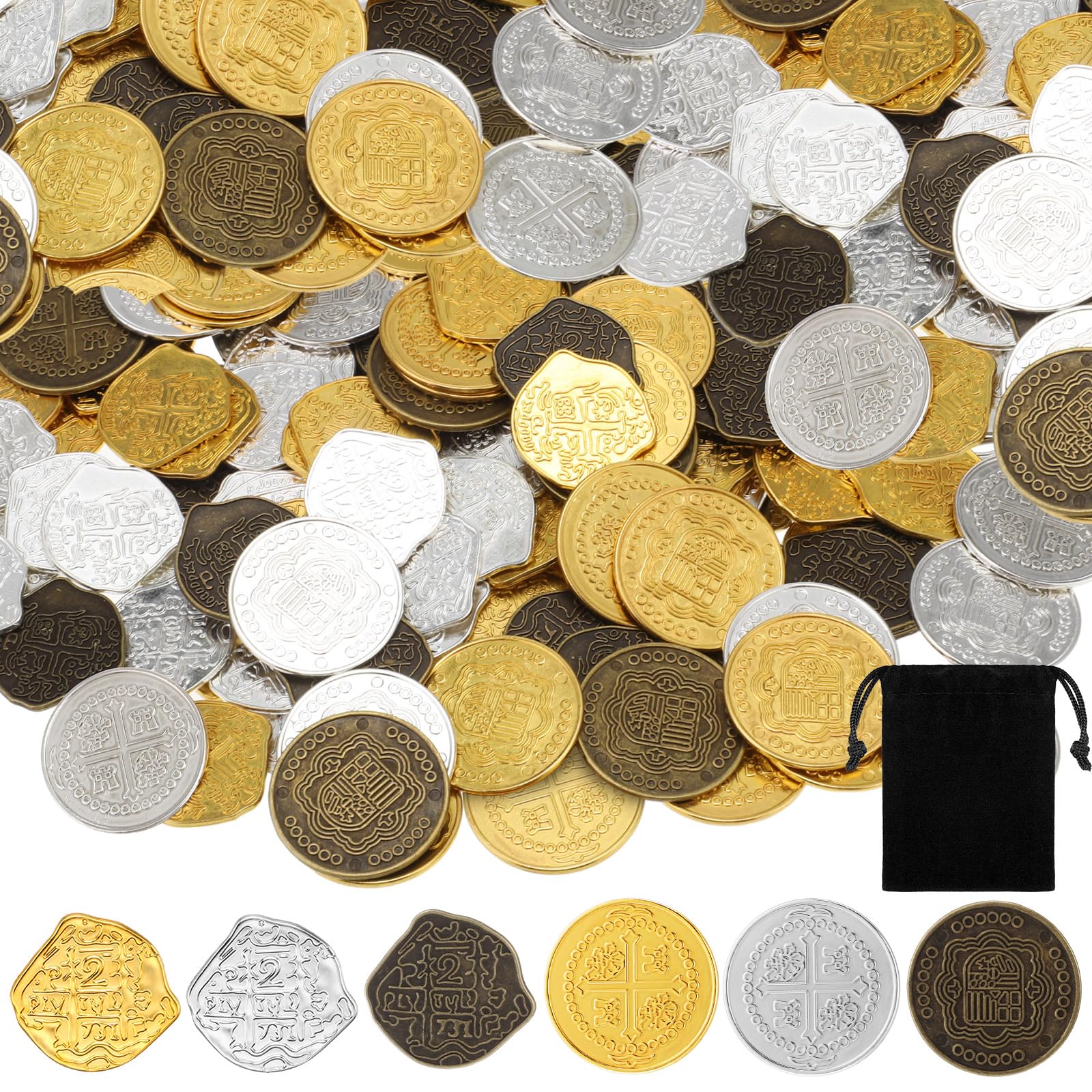 Hanaive pirate coins in three colors for vibrant party decor