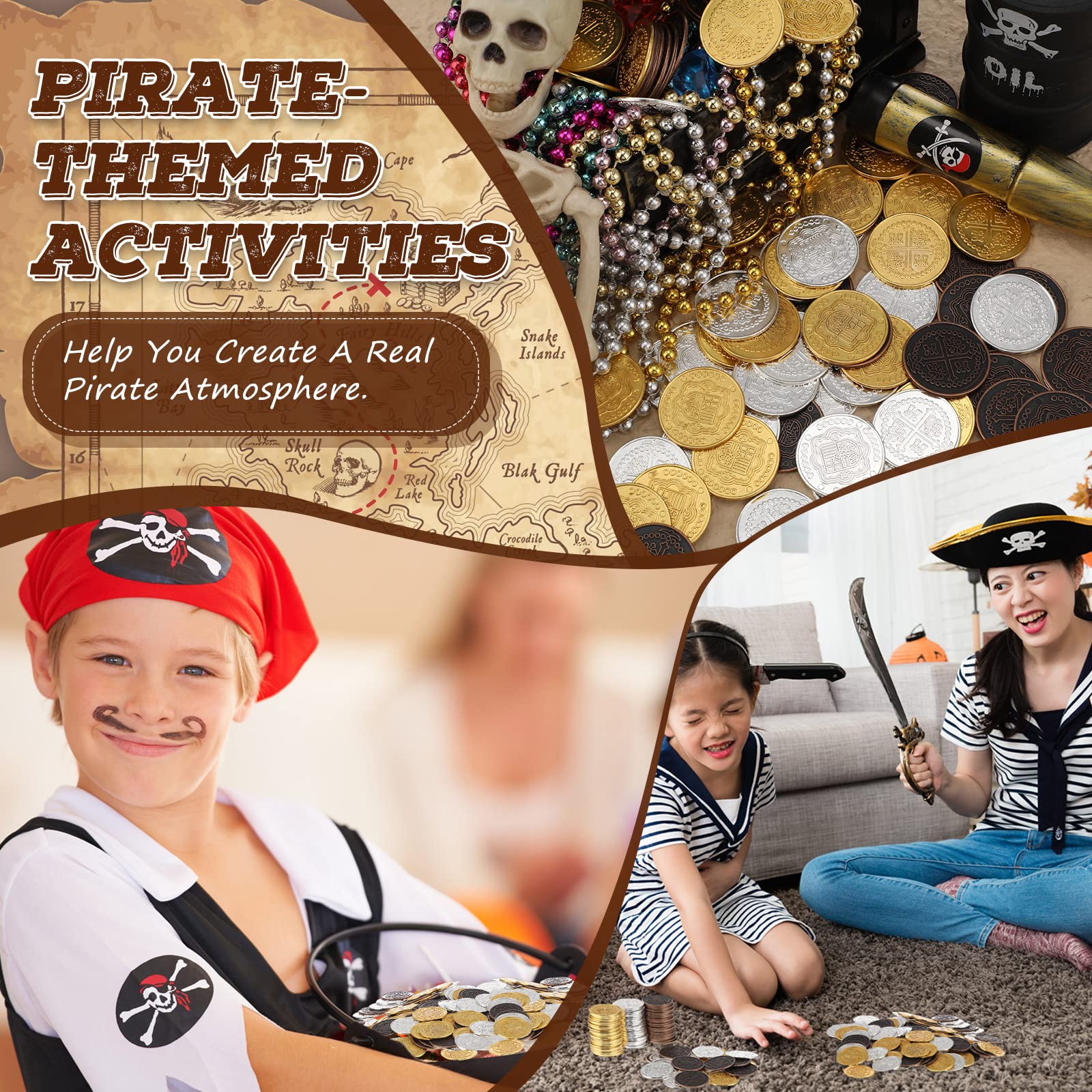 Hanaive pirate party decor coins add authentic ambience to events.