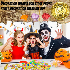 Hanaive pirate party table centerpiece featuring shiny coins.