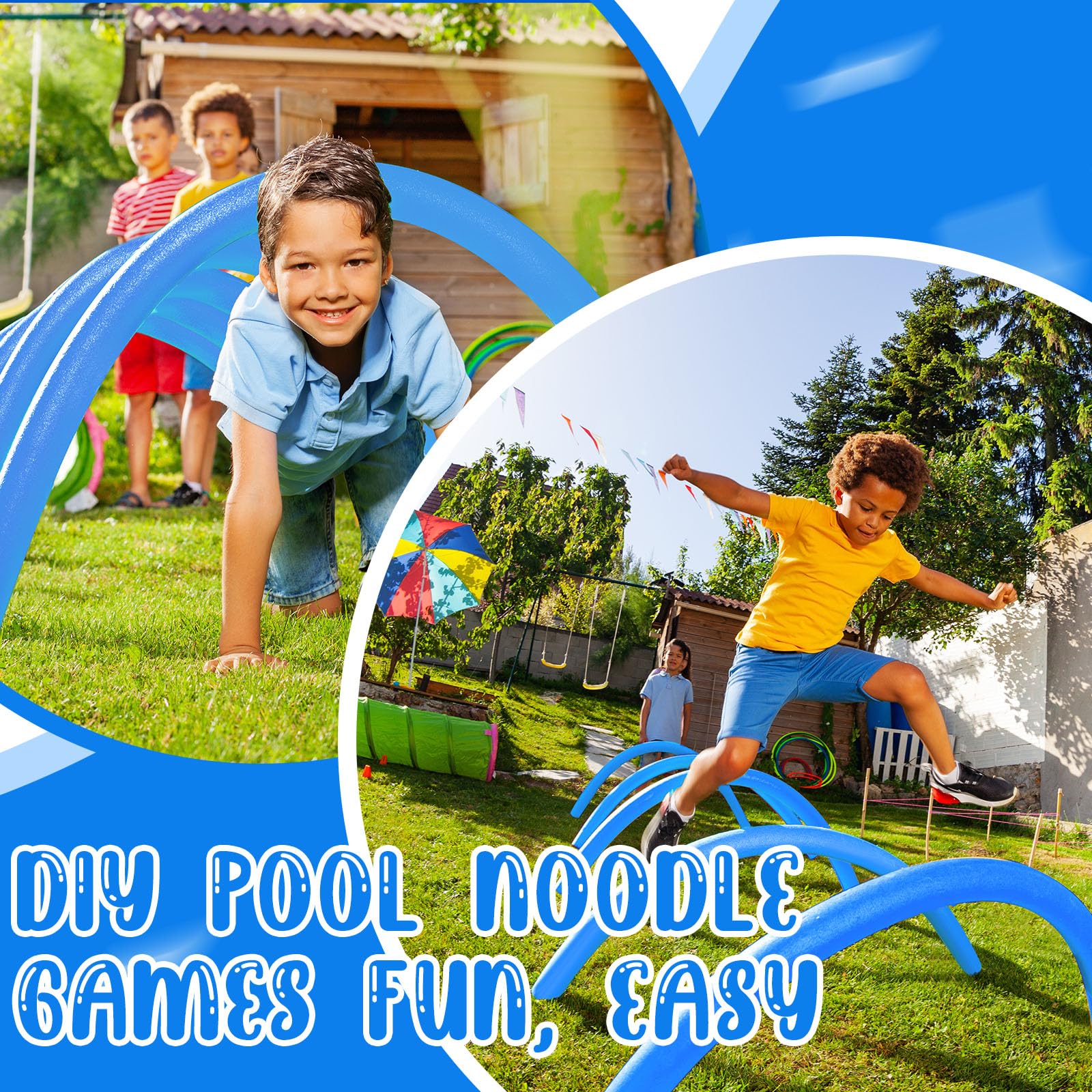 Hanaive pool noodle for kids and adults, bright blue visibility in water.