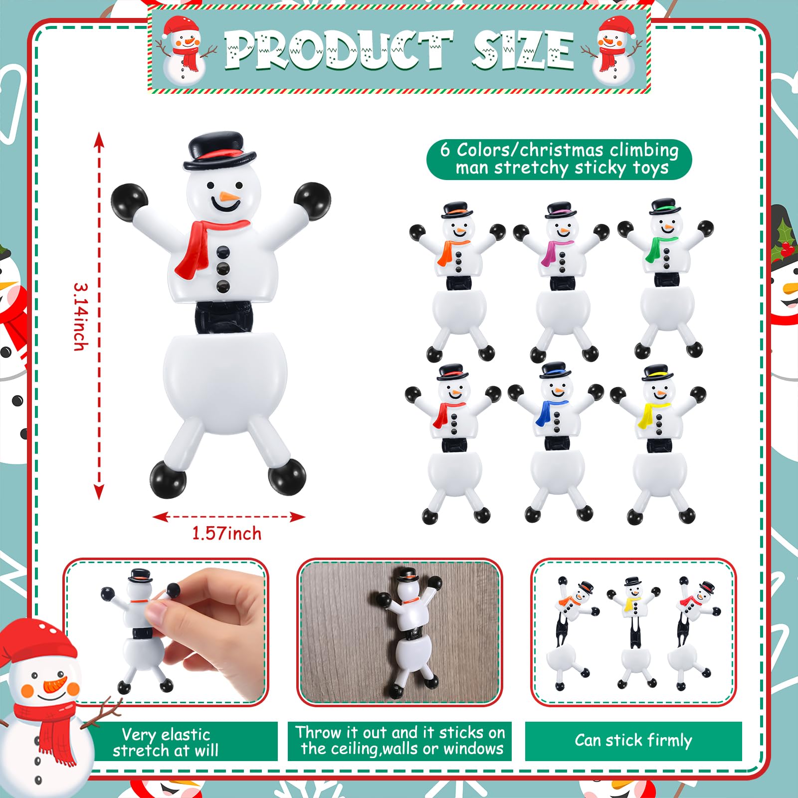 Hanaive snowman sticky toys on wall for playful decor and activity.