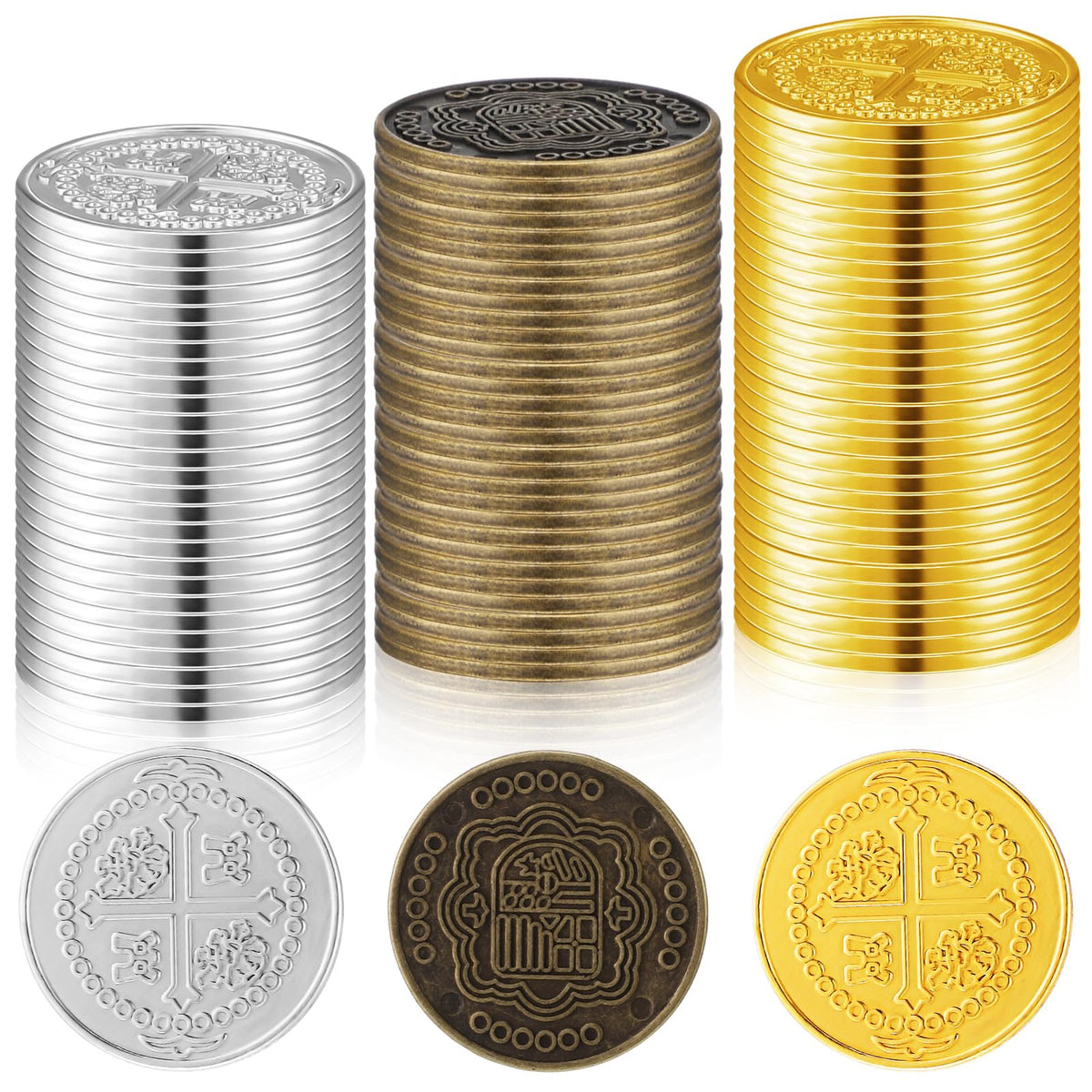 Hanaive treasure coins gold, ideal for pirate party decor and treasure hunts.