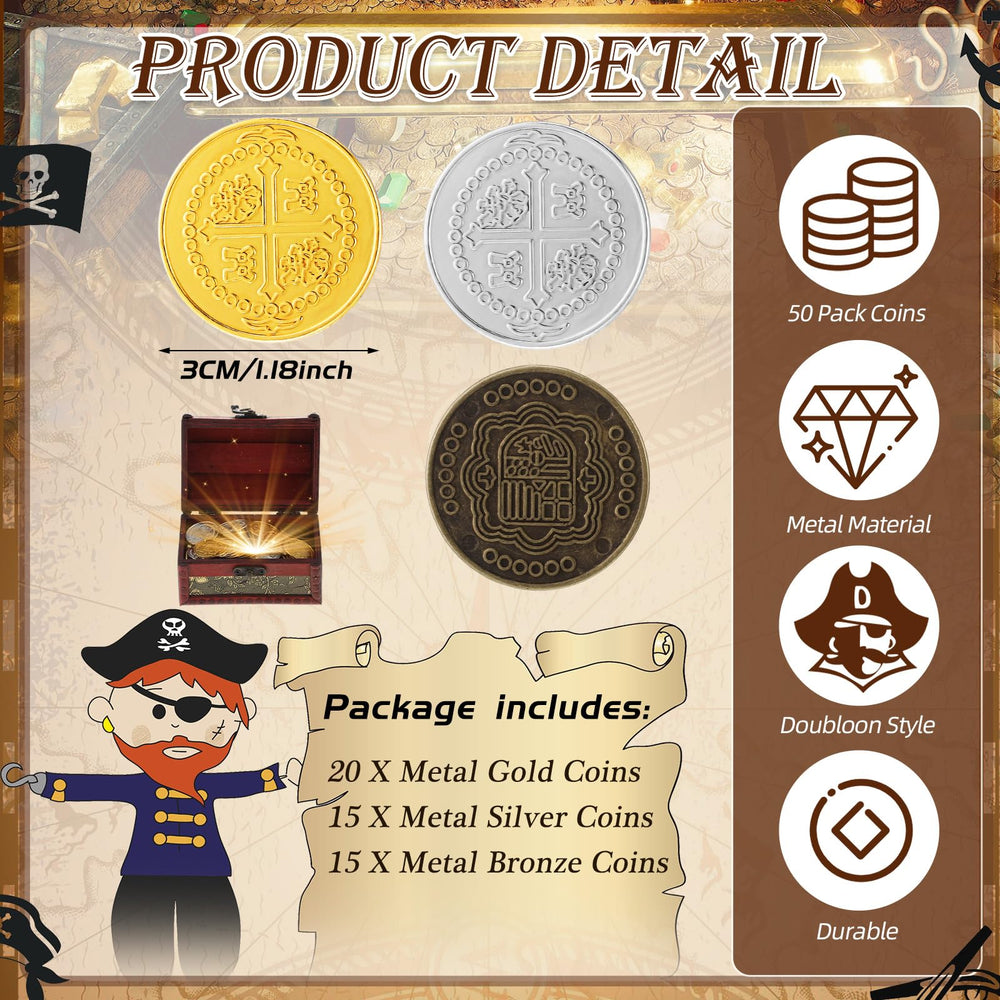 Hanaive treasure coins silver, great for colorful game props and party favors.