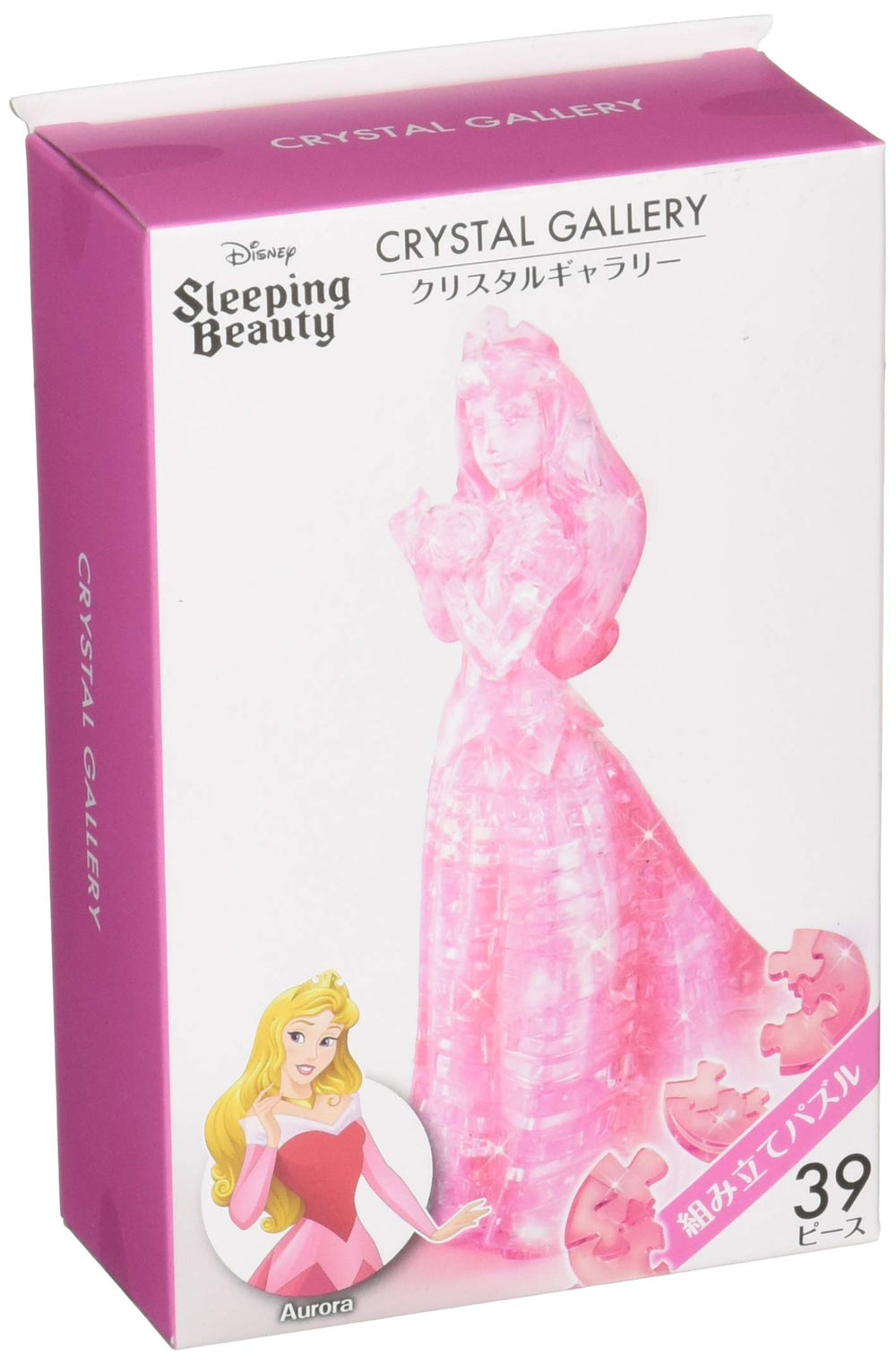 Hanayama Crystal Gallery Sleeping Beauty puzzle pieces form a delicate Aurora figure for display.