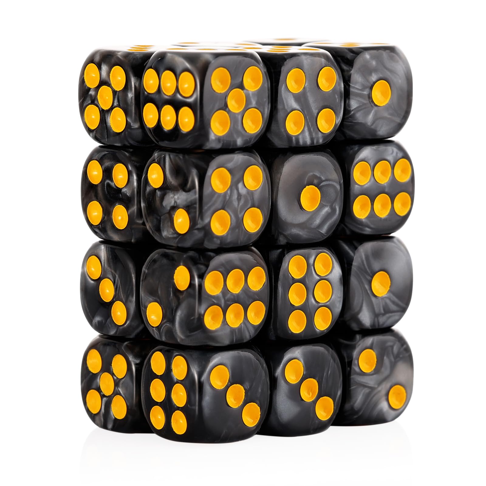 Handan 24-piece 16mm dice with black pearl pattern for Yahtzee and family games