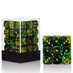 Handan 36-dice pack in grass green and black for versatile family games.
