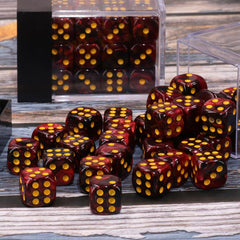 Handan dice neatly stored in reusable plastic box for travel games.