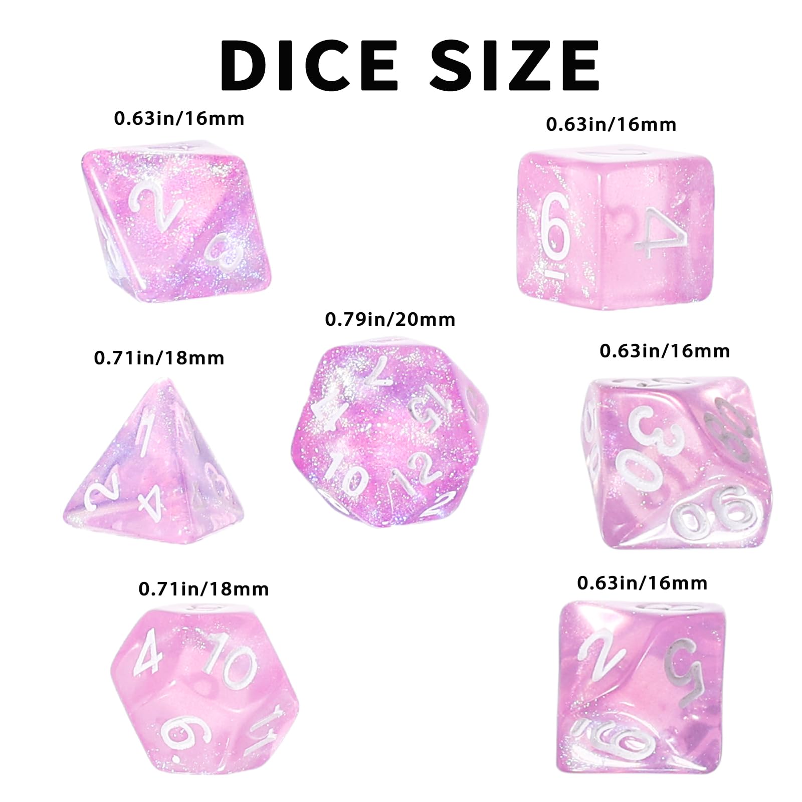 Handan pink glitter D4 dice provide fast, readable results.