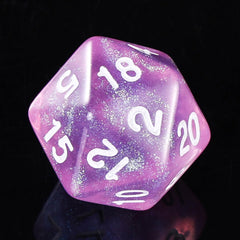 Handan pink glitter D6 dice with bold numerals for quick checks.
