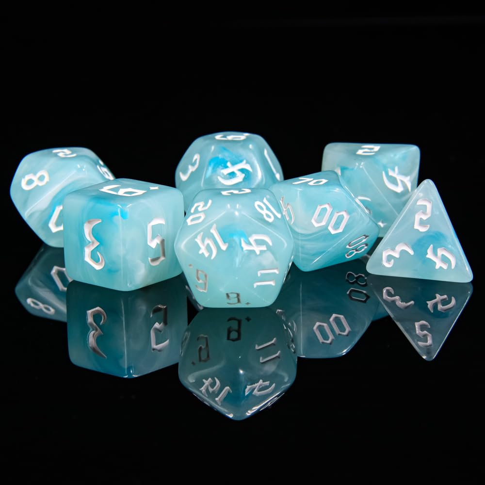 Handan 7-piece dice with swirl design, injection-molded balance for consistent results.